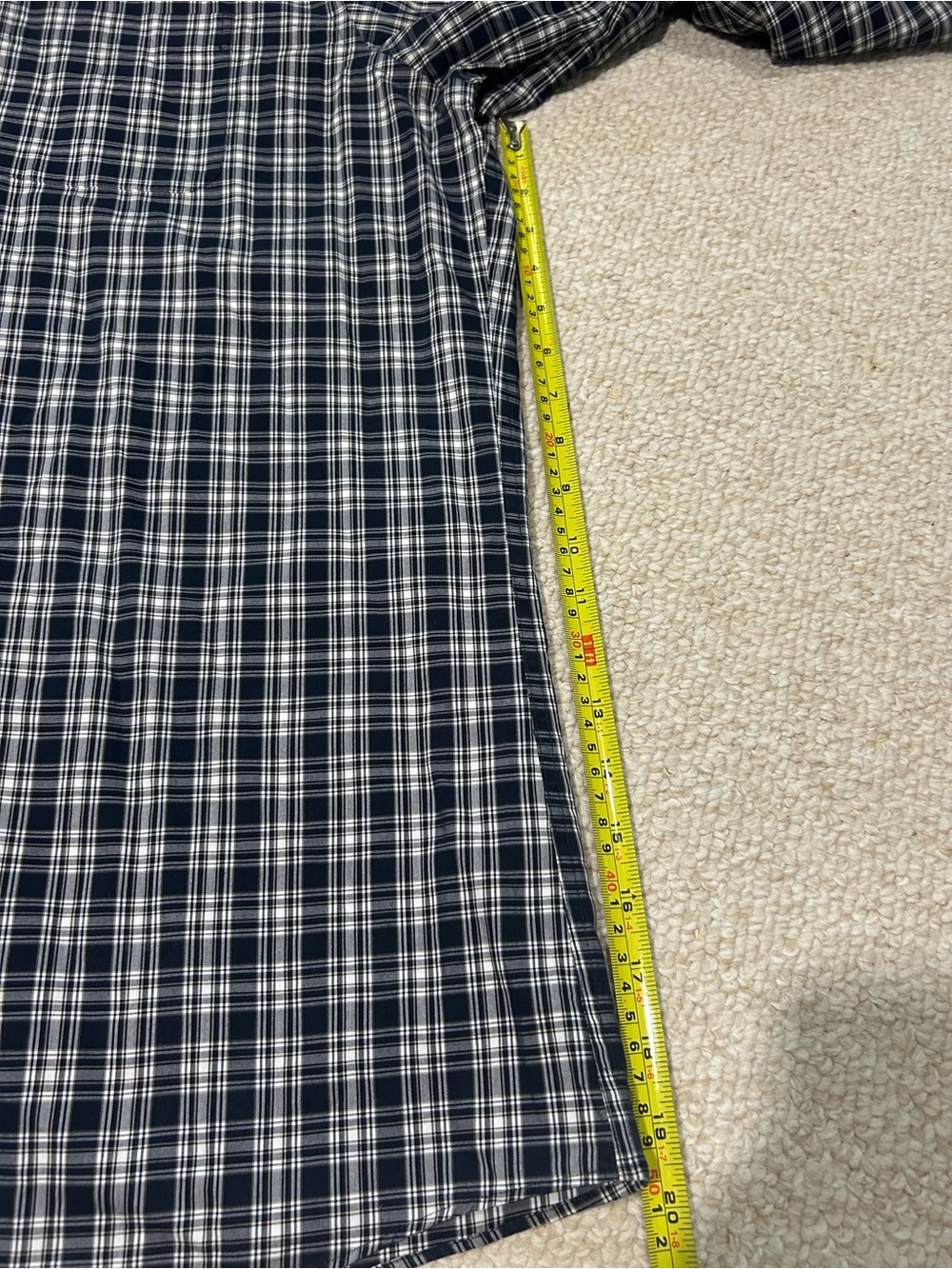 Eddie Bauer DarkNavy & White Plaid Button-Down Shirt Mens XLT Tall Wrinkle Free - Picture 10 of 11